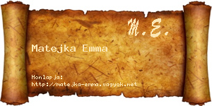 Matejka Emma névjegykártya
